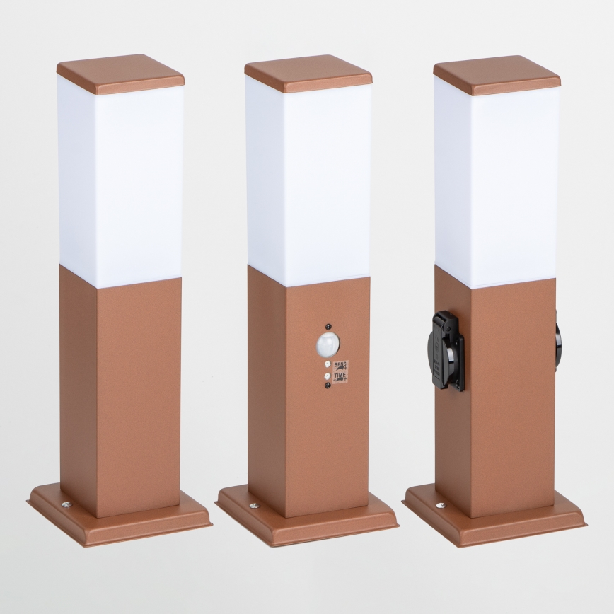 BRILAGI - välisvalgusti kahe SCHUKO-pistikupesaga NOVA 1xE27/15W/230V 40 cm IP44 pruun