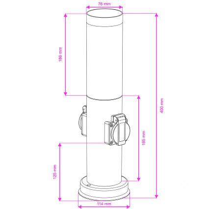 Brilagi – välisvalgusti kahe SCHUKO-pistikupesaga NOVA 1xE27/15W/230V 40 cm IP44 must