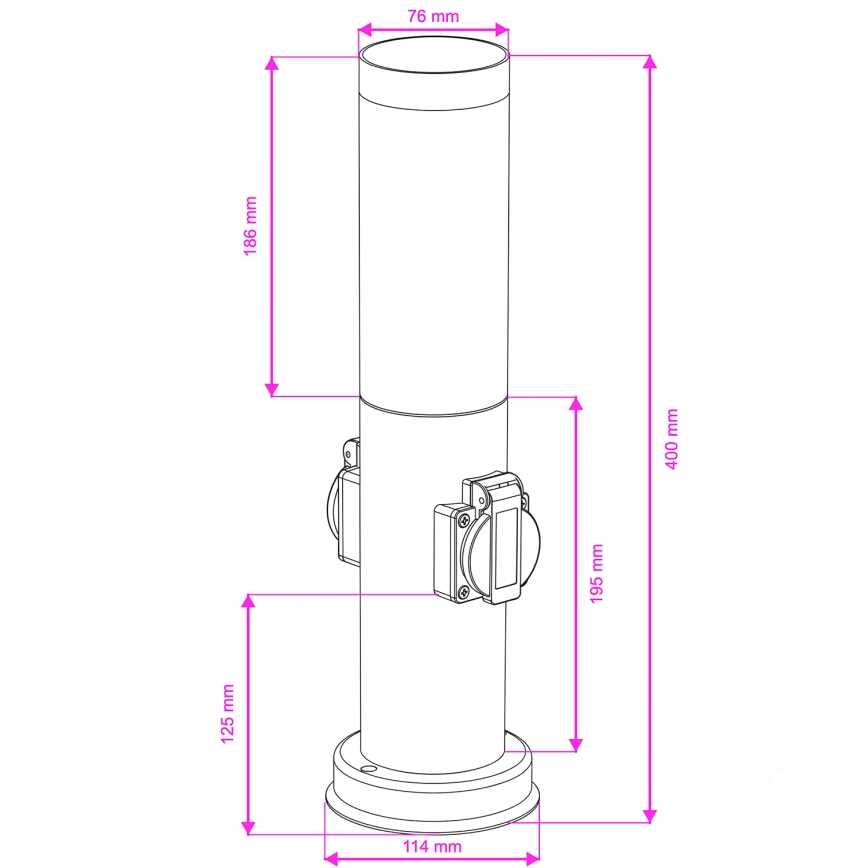 Brilagi – välisvalgusti kahe SCHUKO-pistikupesaga NOVA 1xE27/15W/230V 40 cm IP44 must
