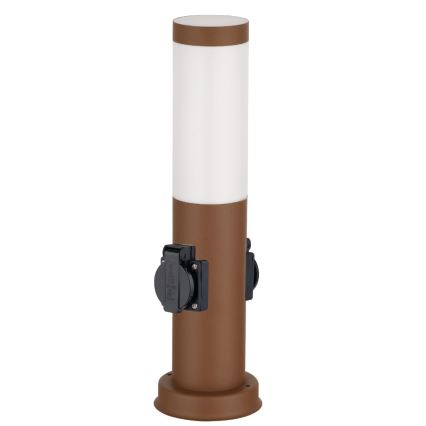 Brilagi - Välisvalgusti kahe SCHUKO-pistikupesaga NOVA 1xE27/15W/230V 40 cm IP44 pruun