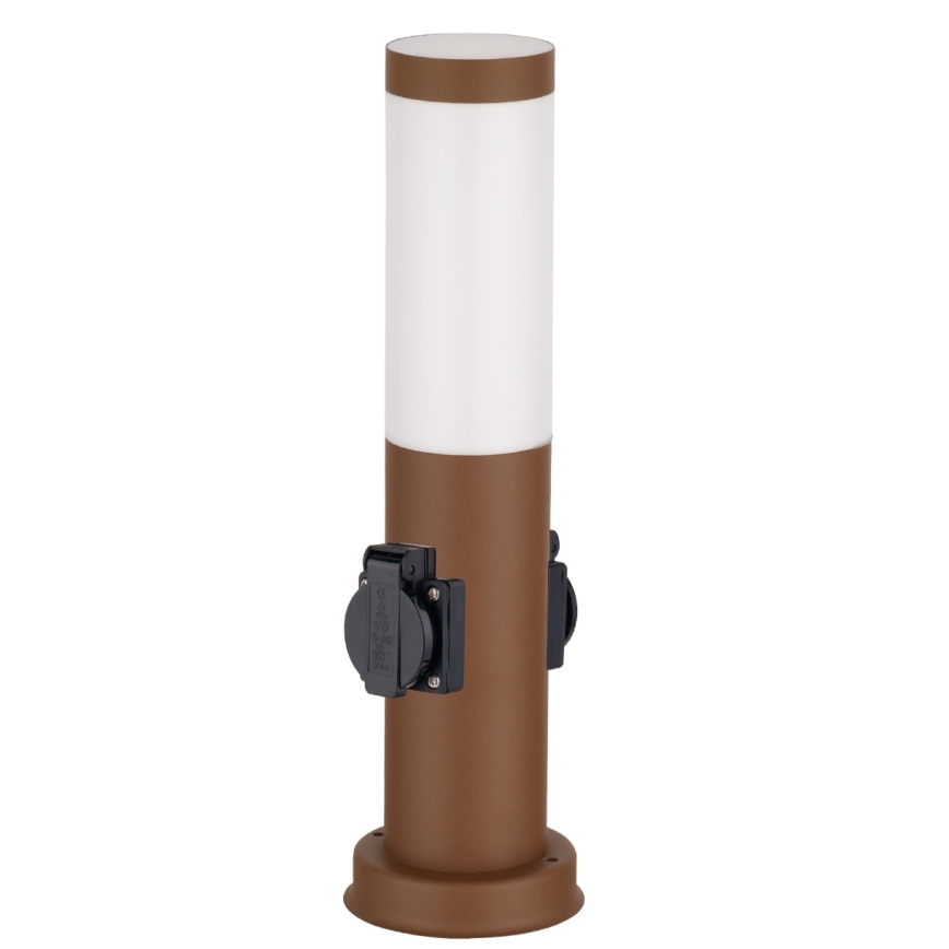 Brilagi - Välisvalgusti kahe SCHUKO-pistikupesaga NOVA 1xE27/15W/230V 40 cm IP44 pruun