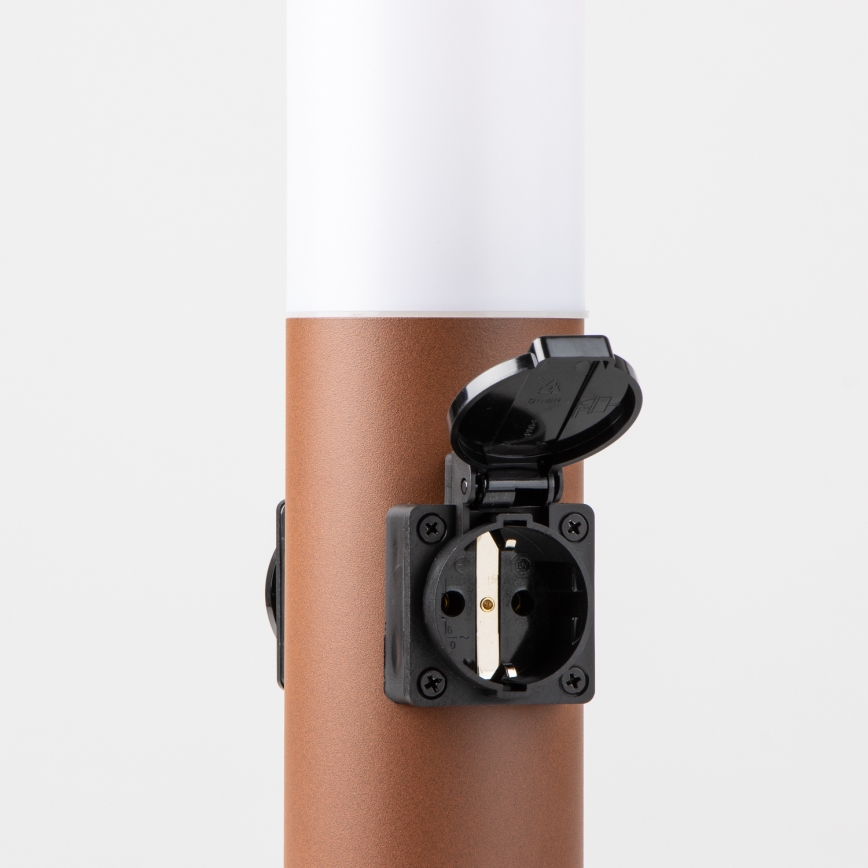BRILAGI - Välisvalgusti kahe SCHUKO-pistikupesaga NOVA 1xE27/15W/230V 40 cm IP44 pruun