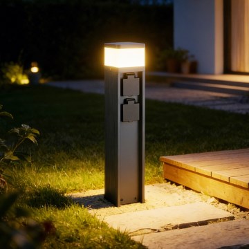 Brilagi - Välisvalgusti kahe Schuko-pistikupesaga PILLAR 1xG9/11W/230V IP44 antratsiit