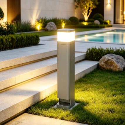 BRILAGI - Välisvalgusti kahe SCHUKO-pistikupesaga PILLAR 1xG9/11W/230V IP44 hall