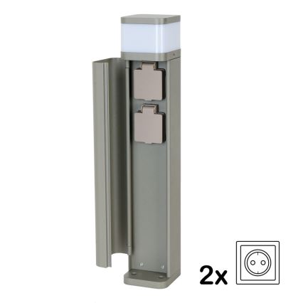 BRILAGI - Välisvalgusti kahe SCHUKO-pistikupesaga PILLAR 1xG9/11W/230V IP44 hall
