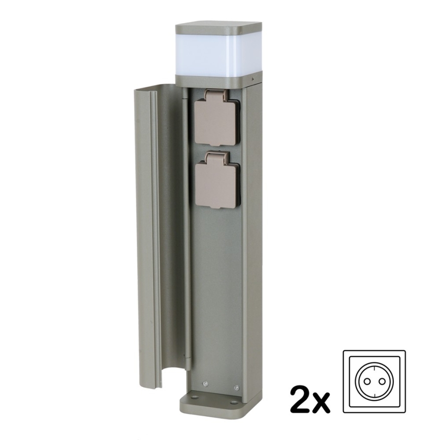 BRILAGI - Välisvalgusti kahe SCHUKO-pistikupesaga PILLAR 1xG9/11W/230V IP44 hall