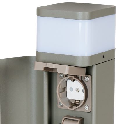 BRILAGI - Välisvalgusti kahe SCHUKO-pistikupesaga PILLAR 1xG9/11W/230V IP44 hall
