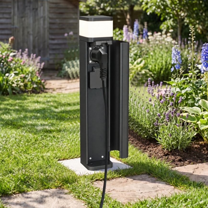 BRILAGI - Välisvalgusti kahe SCHUKO-pistikupesaga PILLAR 1xG9/11W/230V IP44 must