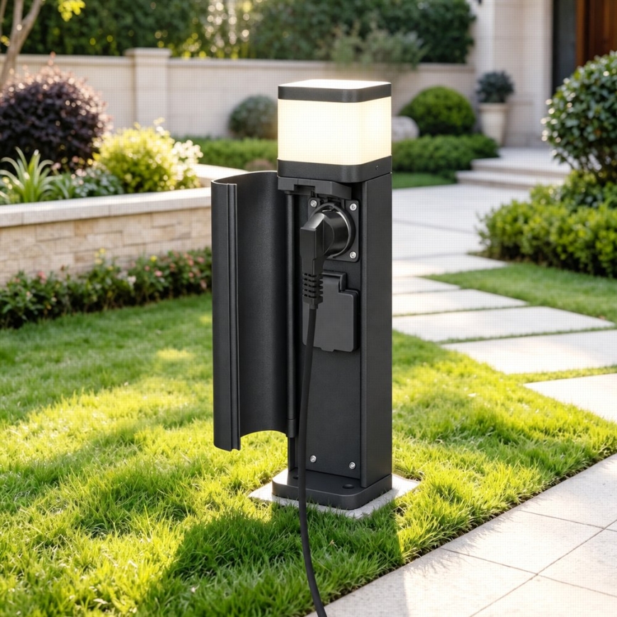 BRILAGI - Välisvalgusti kahe SCHUKO-pistikupesaga PILLAR 1xG9/11W/230V IP44 must