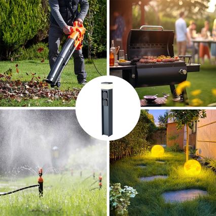 Brilagi - Välisvalgusti kahe Schuko-pistikupesaga PILLAR 1xG9/11W/230V IP44 antratsiit