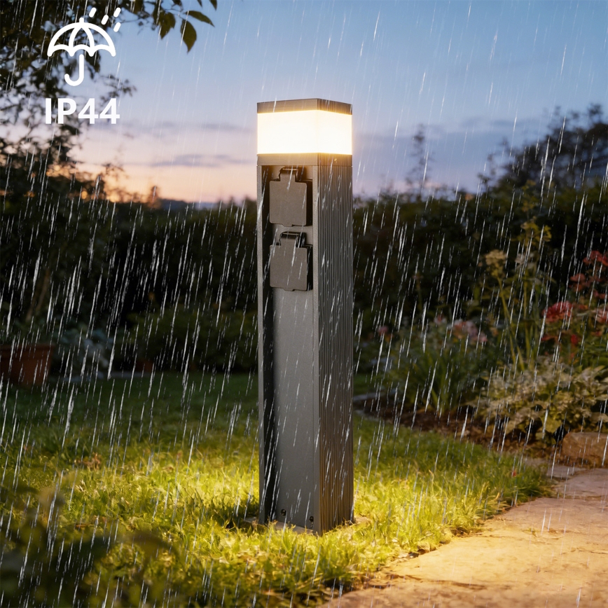 Brilagi - Välisvalgusti kahe Schuko-pistikupesaga PILLAR 1xG9/11W/230V IP44 antratsiit