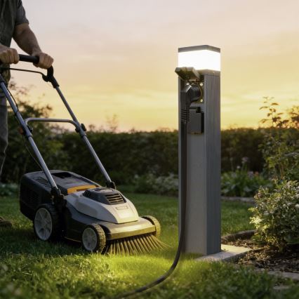 Brilagi - Välisvalgusti kahe Schuko-pistikupesaga PILLAR 1xG9/11W/230V IP44 antratsiit