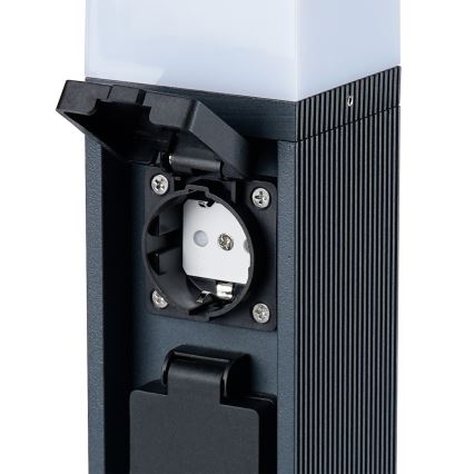 Brilagi - Välisvalgusti kahe Schuko-pistikupesaga PILLAR 1xG9/11W/230V IP44 antratsiit