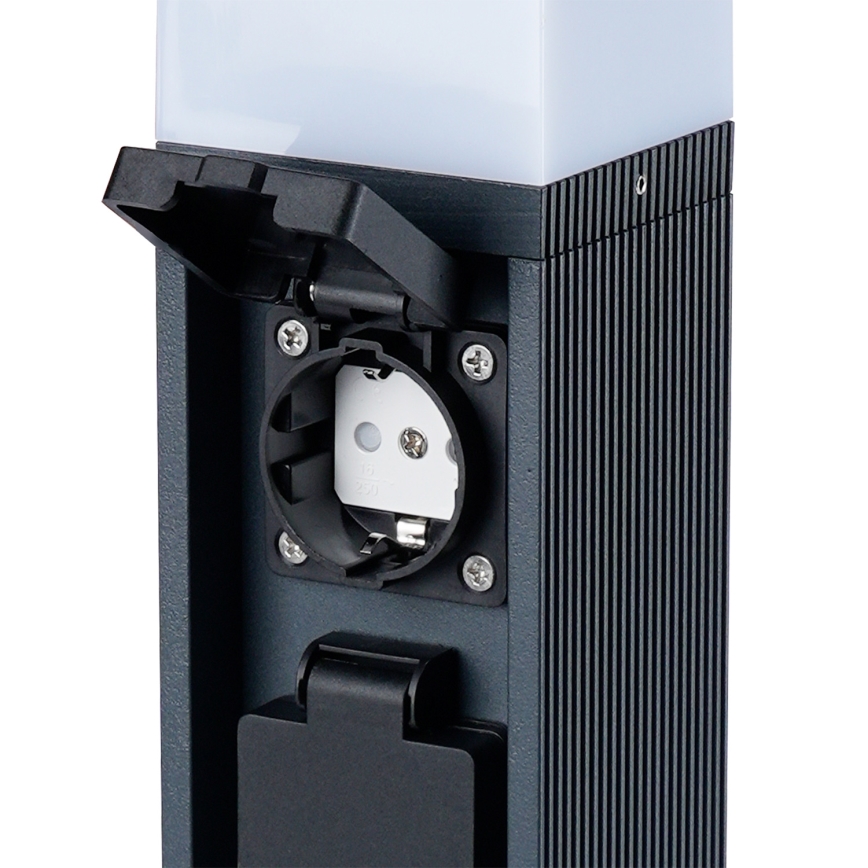 Brilagi - Välisvalgusti kahe Schuko-pistikupesaga PILLAR 1xG9/11W/230V IP44 antratsiit