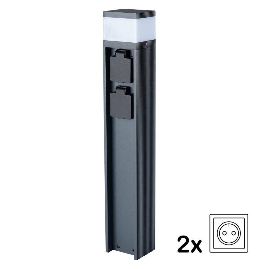 Brilagi - Välisvalgusti kahe Schuko-pistikupesaga PILLAR 1xG9/11W/230V IP44 antratsiit