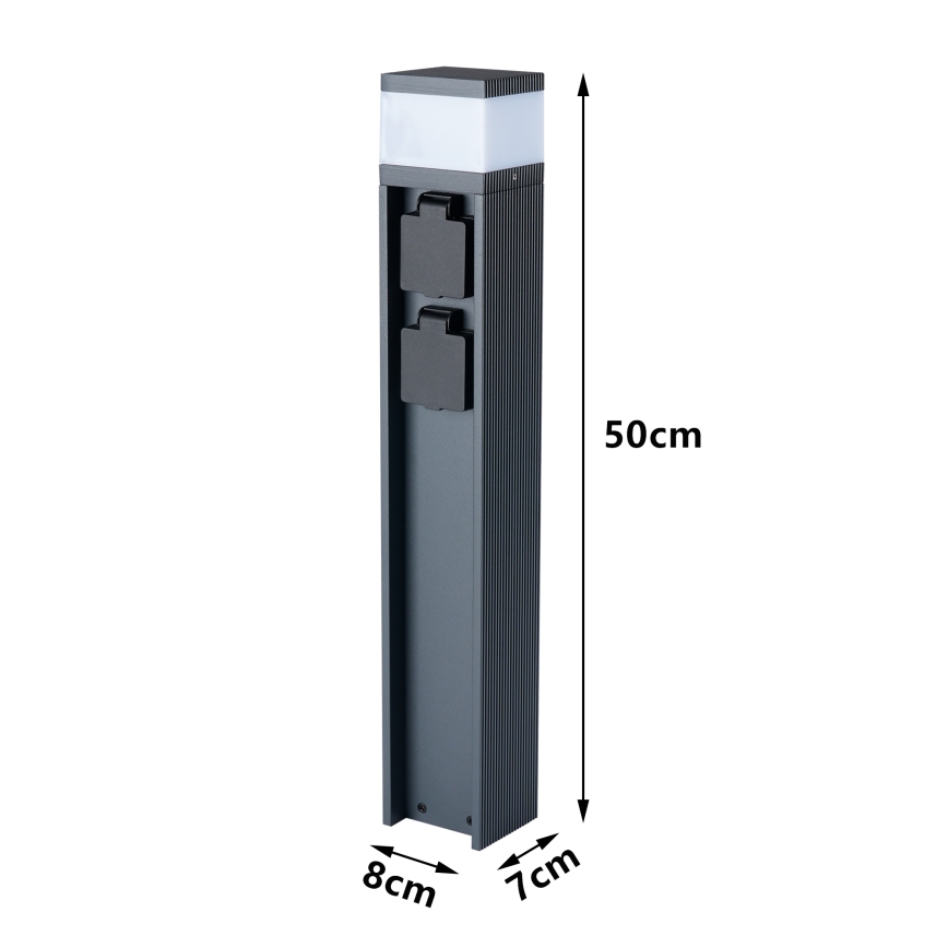Brilagi - Välisvalgusti kahe Schuko-pistikupesaga PILLAR 1xG9/11W/230V IP44 antratsiit