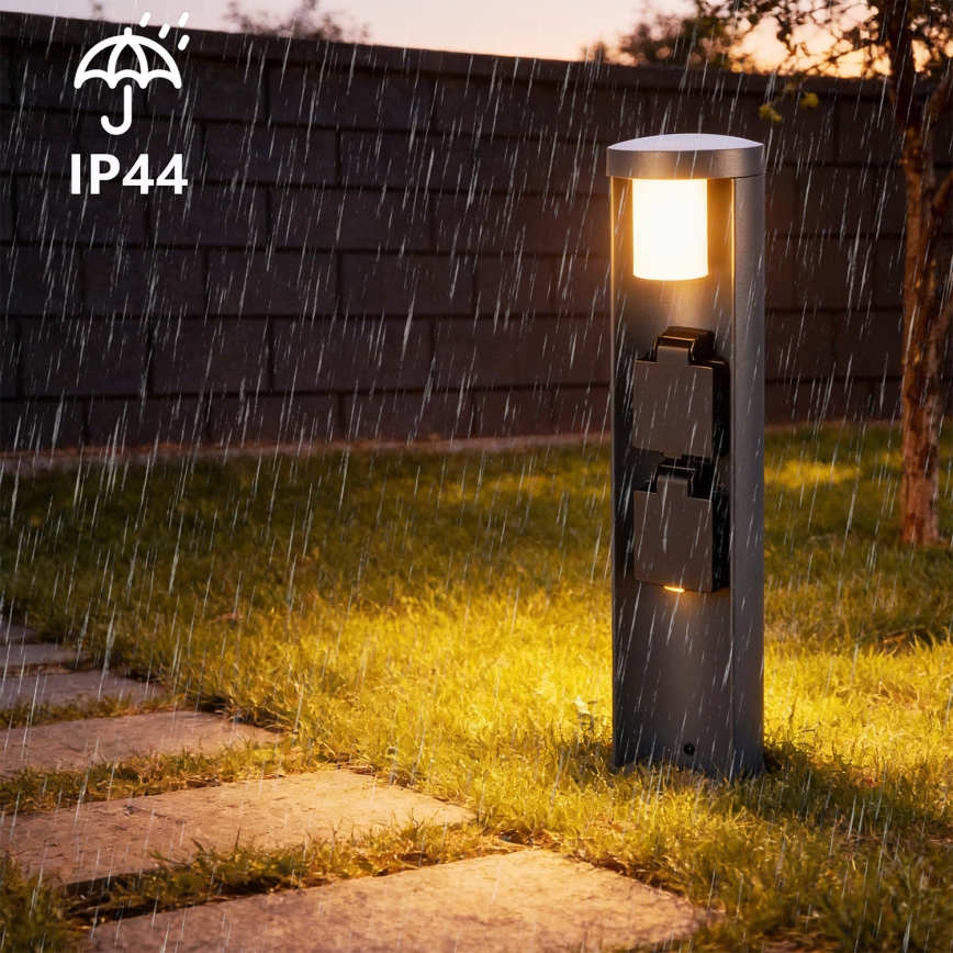 Brilagi - välisvalgusti kahe SCHUKO-pistikuga PILLAR 1xG9/11W/230V IP44 antratsiit