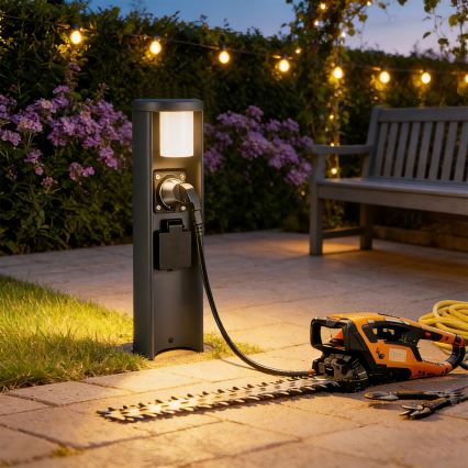 Brilagi - välisvalgusti kahe SCHUKO-pistikuga PILLAR 1xG9/11W/230V IP44 antratsiit
