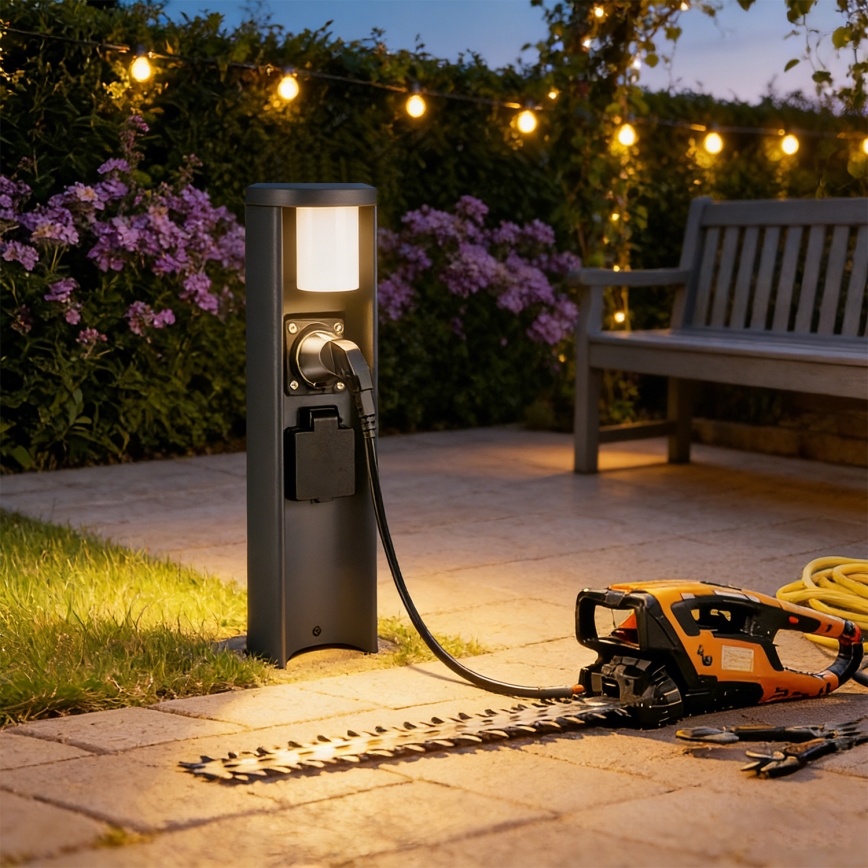 Brilagi - välisvalgusti kahe SCHUKO-pistikuga PILLAR 1xG9/11W/230V IP44 antratsiit