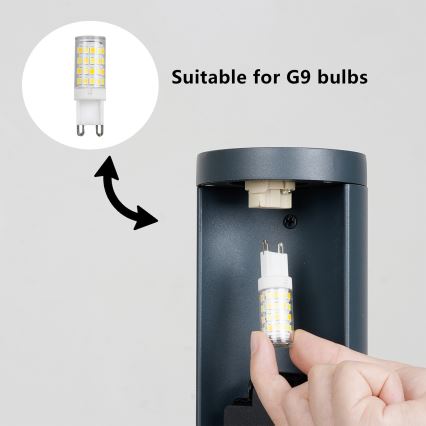 Brilagi - välisvalgusti kahe SCHUKO-pistikuga PILLAR 1xG9/11W/230V IP44 antratsiit