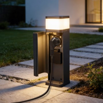 Brilagi - Välisvalgusti PILLAR kahe SCHUKO-pistikupesaga 1xG9/11W/230V IP44 antratsiit