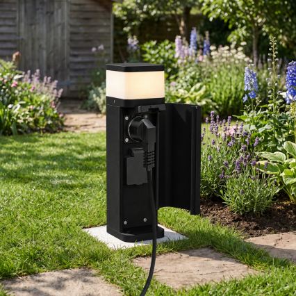 BRILAGI - Välisvalgusti SCHUKO PILLAR kahe pistikupesaga 1xG9/11W/230V IP44 must