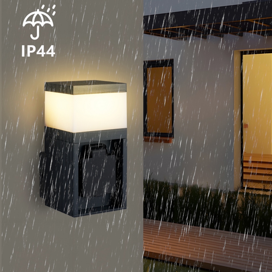 Brilagi - Välisseinavalgusti SCHUKO-pistikupesaga PILLAR 1xG9/11W/230V IP44 antratsiit
