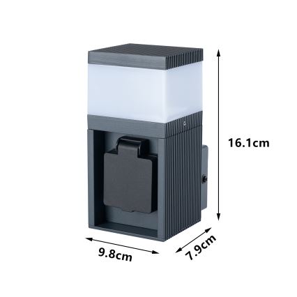 Brilagi - Välisseinavalgusti SCHUKO-pistikupesaga PILLAR 1xG9/11W/230V IP44 antratsiit