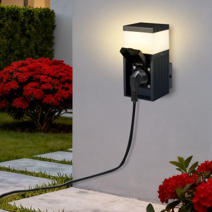 Brilagi - Välisseinavalgusti SCHUKO-pistikupesaga PILLAR 1xG9/11W/230V IP44 antratsiit