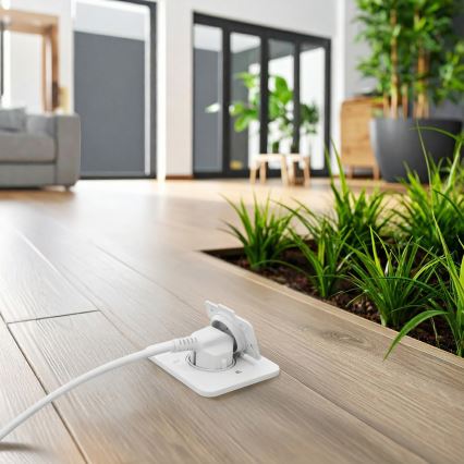 Brilagi - Välitingimustele mõeldud sisseehitatav põrandapistikupesa IP55 valge ristkülikuline