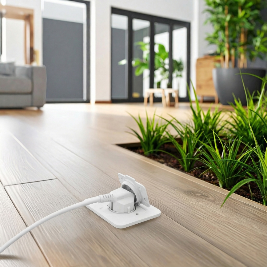 Brilagi - Välitingimustele mõeldud sisseehitatav põrandapistikupesa IP55 valge ristkülikuline