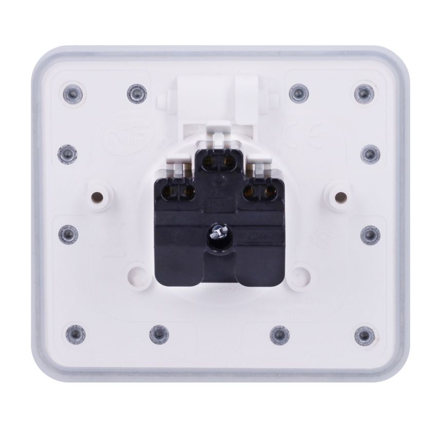 Brilagi - Välitingimustele mõeldud sisseehitatav põrandapistikupesa IP55 valge ristkülikuline