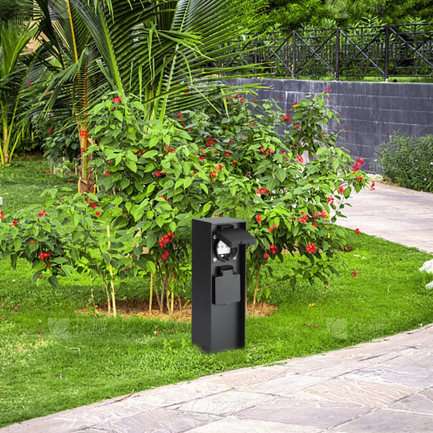 Brilagi - välitingimustes kasutatav pistikupost PILLAR 2Z SCHUKO 230V IP44 must