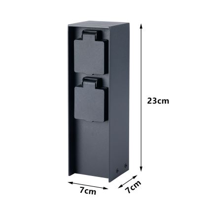 BRILAGI - välitingimustes kasutatav pistikupost PILLAR 2Z SCHUKO 230V IP44 must