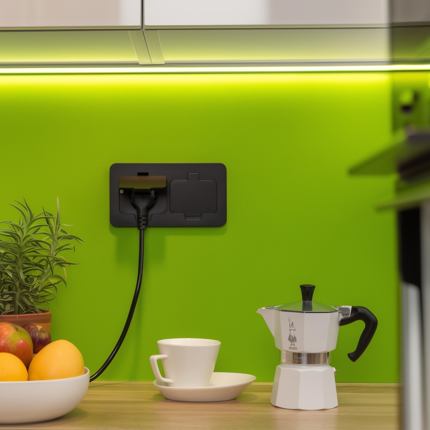 Brilagi - välitingimustesse mõeldud põrandasse paigaldatav kahepistikupesa IP55 must ristkülikukujuline