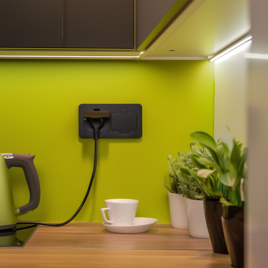 Brilagi - välitingimustesse mõeldud põrandasse paigaldatav kahepistikupesa IP55 must ristkülikukujuline