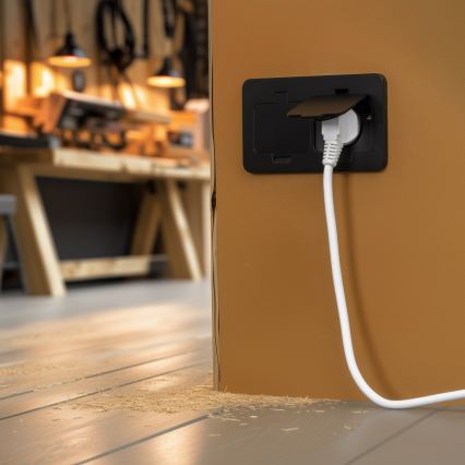 Brilagi - välitingimustesse mõeldud põrandasse paigaldatav kahepistikupesa IP55 must ristkülikukujuline