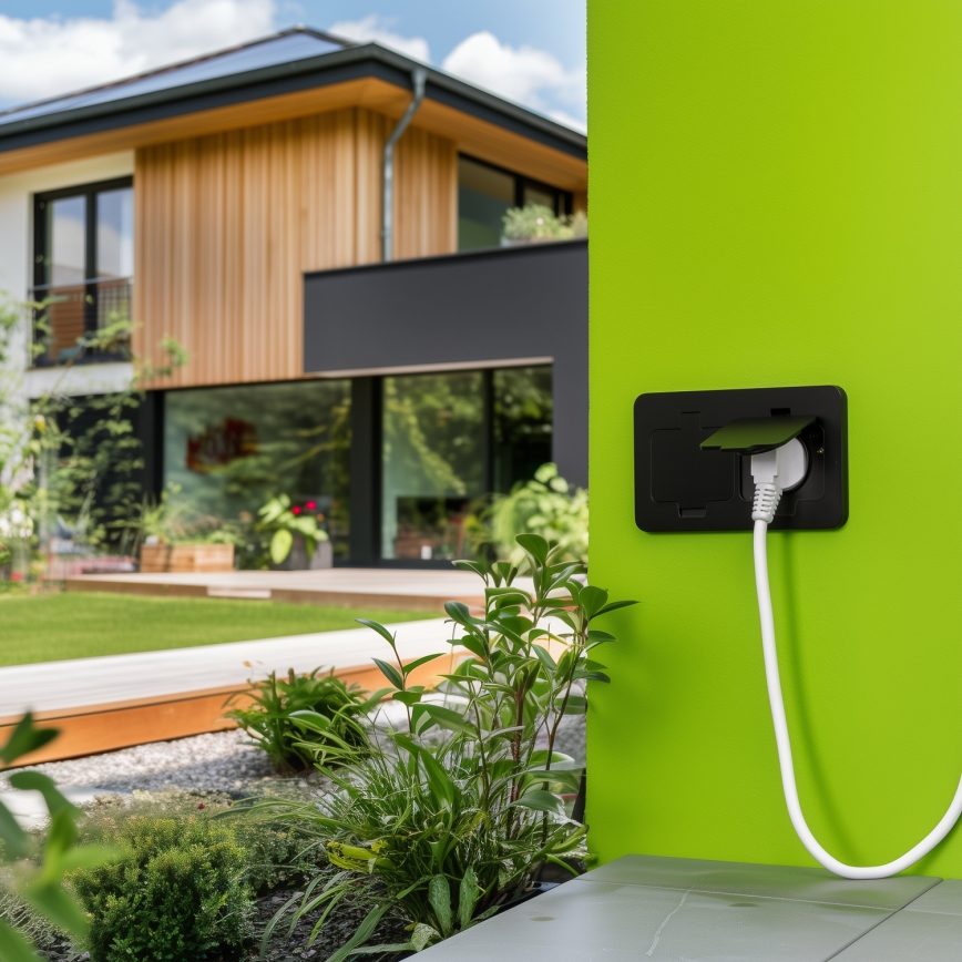 Brilagi - välitingimustesse mõeldud põrandasse paigaldatav kahepistikupesa IP55 must ristkülikukujuline