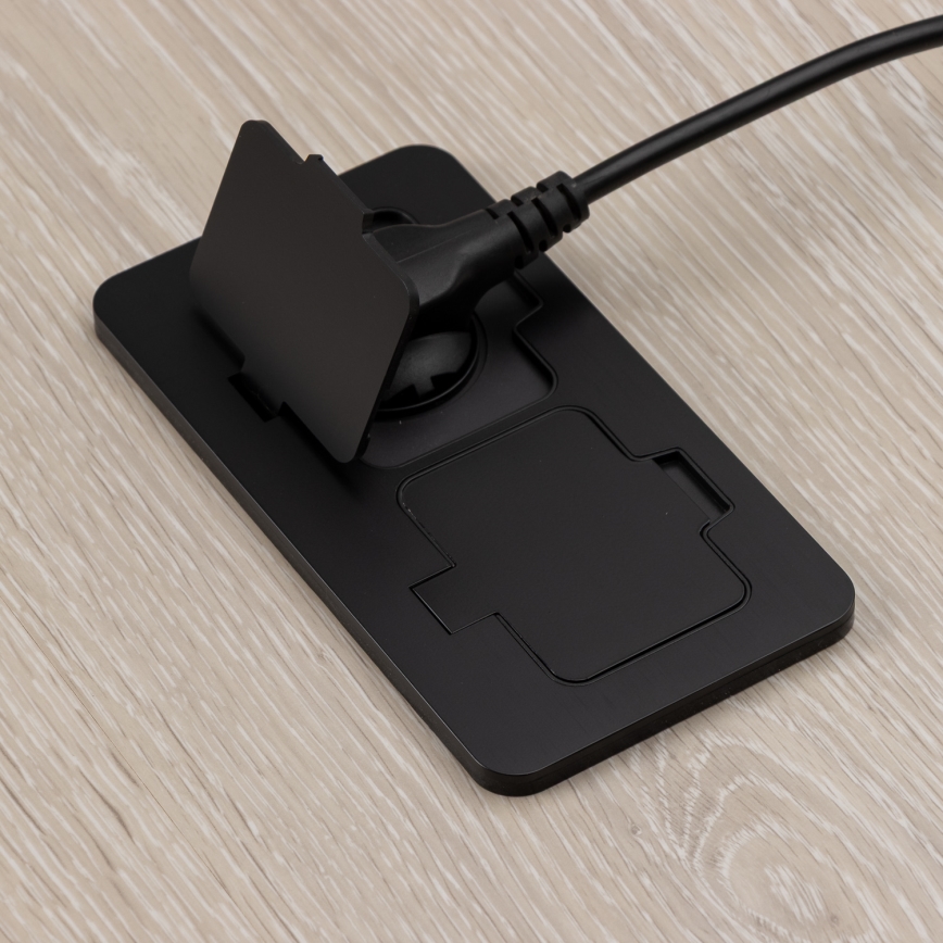 Brilagi - välitingimustesse mõeldud põrandasse paigaldatav kahepistikupesa IP55 must ristkülikukujuline