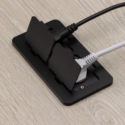 Brilagi - välitingimustesse mõeldud põrandasse paigaldatav kahepistikupesa IP55 must ristkülikukujuline