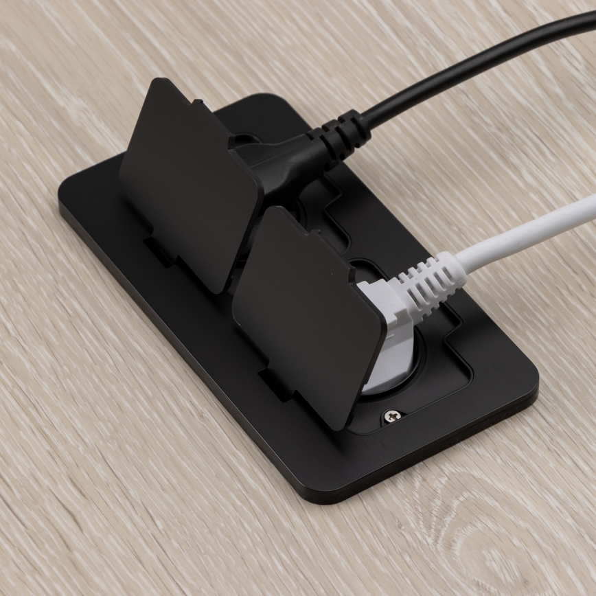 Brilagi - välitingimustesse mõeldud põrandasse paigaldatav kahepistikupesa IP55 must ristkülikukujuline