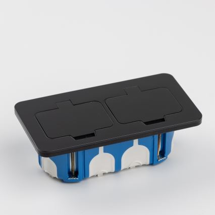 Brilagi - välitingimustesse mõeldud põrandasse paigaldatav kahepistikupesa IP55 must ristkülikukujuline