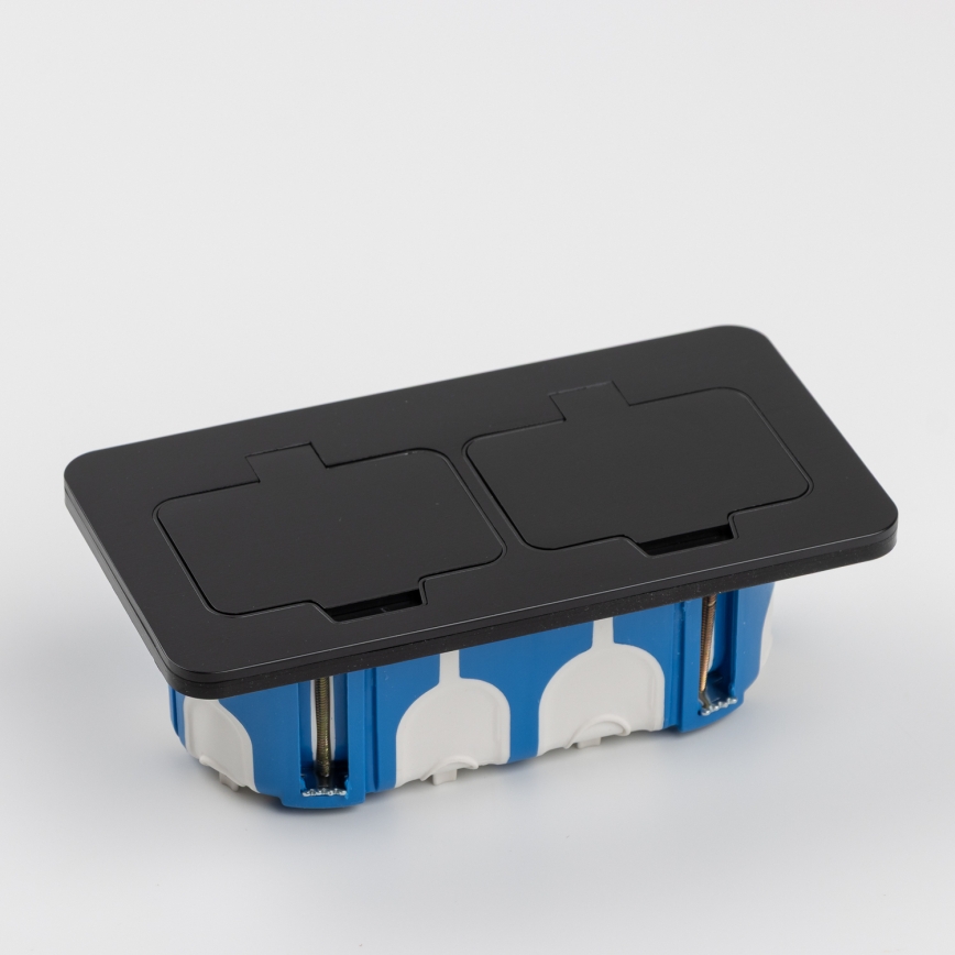 Brilagi - välitingimustesse mõeldud põrandasse paigaldatav kahepistikupesa IP55 must ristkülikukujuline