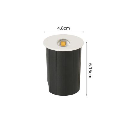 Brilagi - välitingimustesse mõeldud sisseehitatav LED-valgusti STAIRDOT LED/2W/230V, valge, IP65, ümmargune