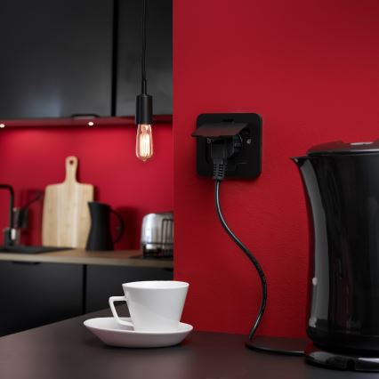 Brilagi - välitingimustesse mõeldud süvistatav põrandapistikupesa IP55, must, ristkülikukujuline