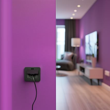 Brilagi - välitingimustesse mõeldud süvistatav põrandapistikupesa IP55, must, ristkülikukujuline