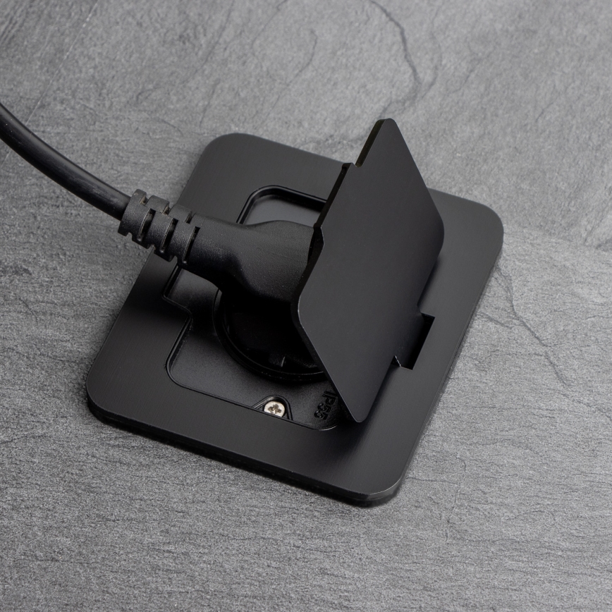 Brilagi - välitingimustesse mõeldud süvistatav põrandapistikupesa IP55, must, ristkülikukujuline