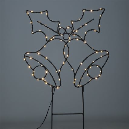 Brilagi - väljas kasutatav LED-jõulukaunistus, toide 3xAA, IP44, 55x32 cm, kellukesed