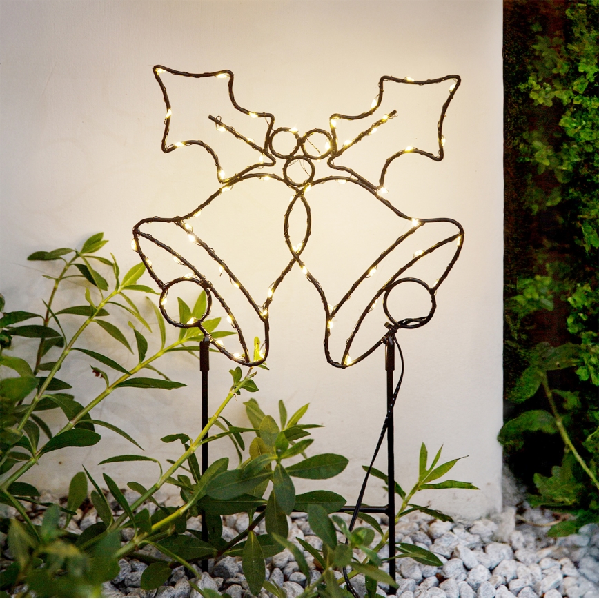 Brilagi - väljas kasutatav LED-jõulukaunistus, toide 3xAA, IP44, 55x32 cm, kellukesed