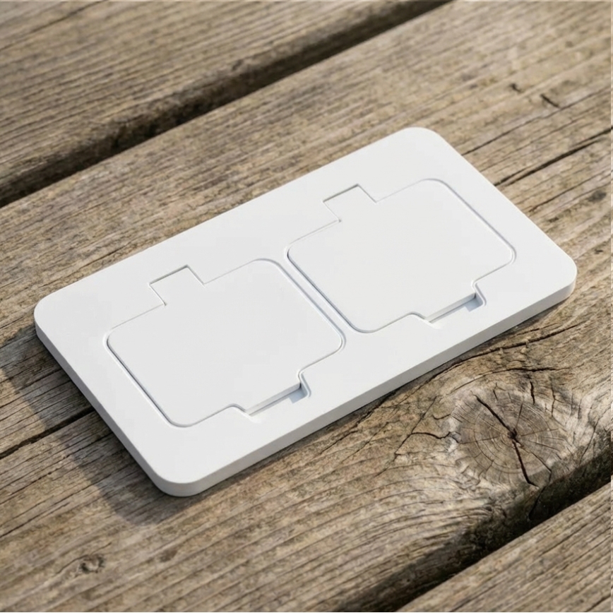 Brilagi - väljas kasutatav sisseehitatav topelt põrandapistik IP55, valge, ristkülikukujuline